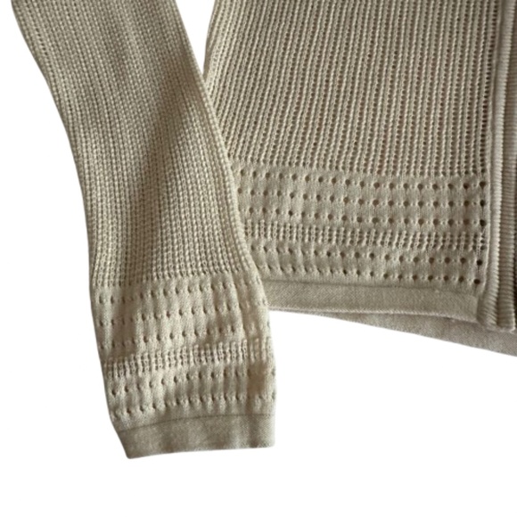 Mossimo Women's S Tan Zip Up Knit Cropped Long Sleeves Crew Neck Sweater Top - Picture 9 of 16